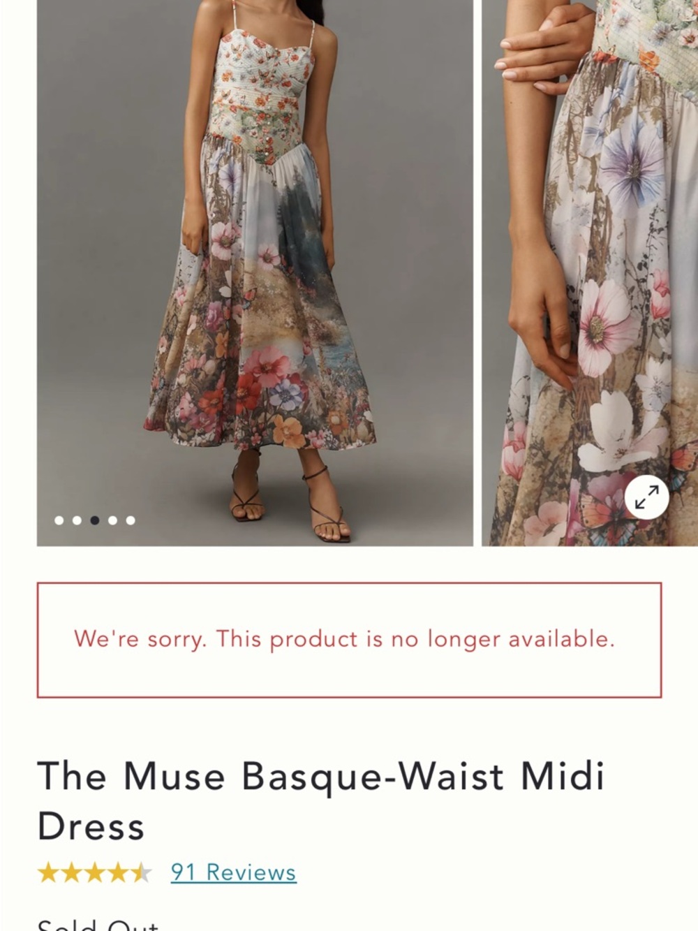 Anthropologie Floral Muse Basque-Waist Midi Dress in Multicolor